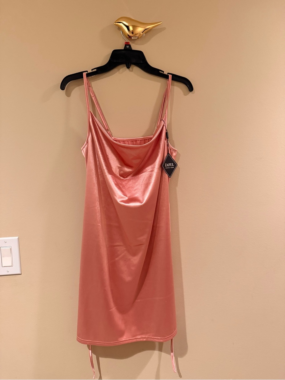 Zaful Pink Satin Cowl Slip Dress